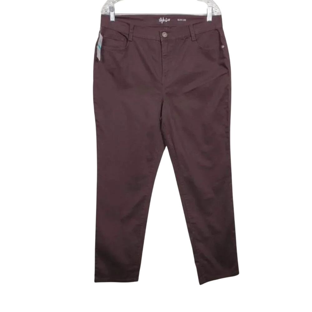 Style & Co Cropped Tummy Control Jeans Brown Truffle Women Size 16P Stretch